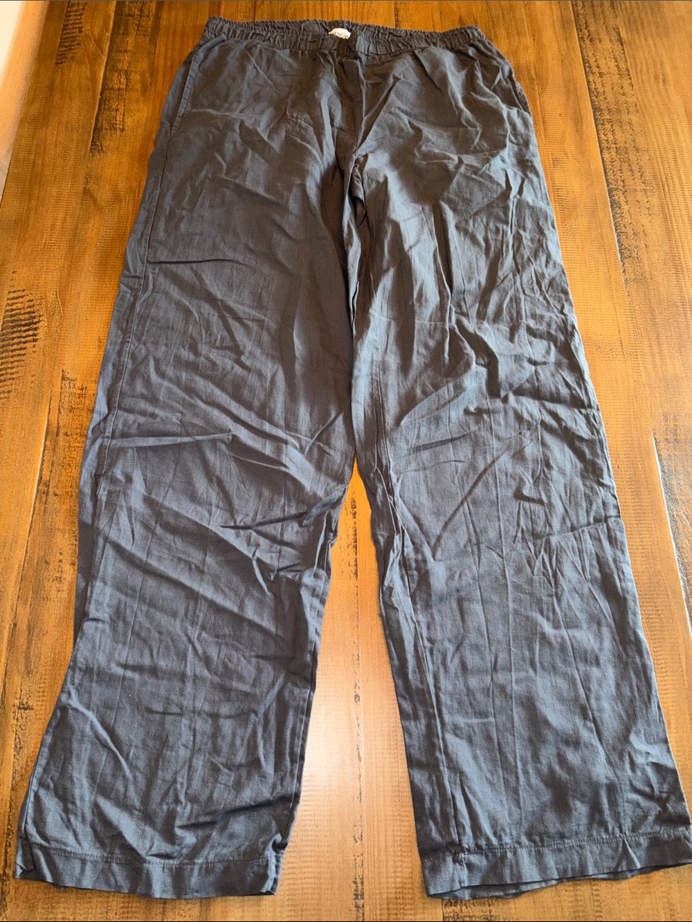 Raven’s view Women's linen Casual Elastic Waist Smoke Gray Pants size large EUC!